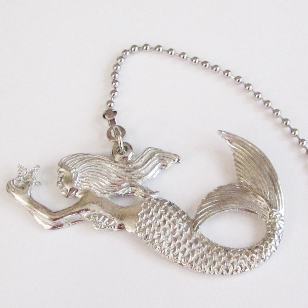 Handmade  pewter &  stainless  steel  Mermaid  ceiling  fan  pull